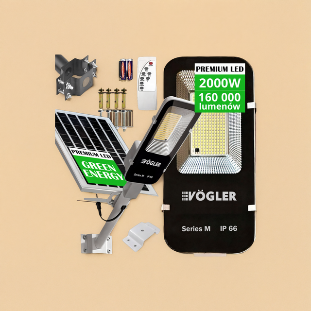 Mocna Lampa Solarna LED 2000W z Czujnikiem Zmierzchu + Pilot