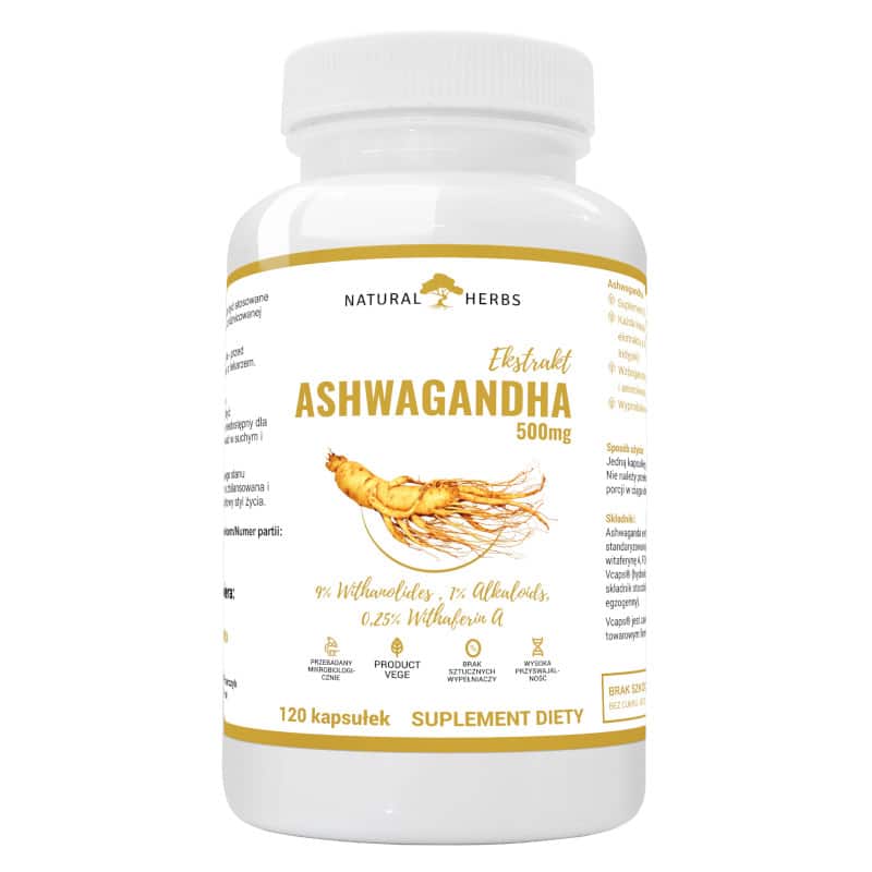 Ashwagandha Ekstrakt 500 mg Alto Pharma - Wspomaga układ nerwowy - 120 kapsułek