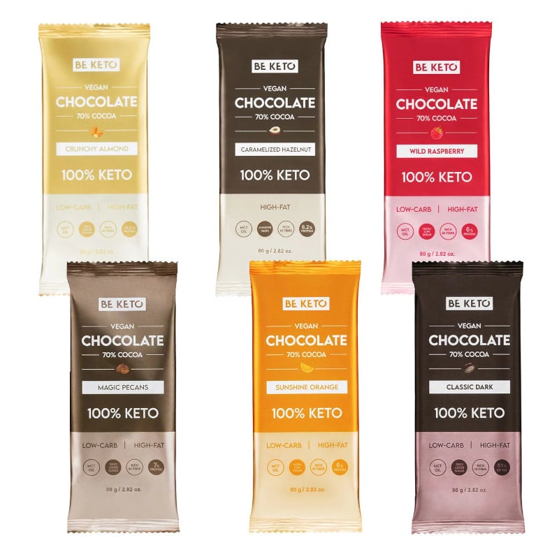 Wegańska Keto Czekolada z Olejem MCT BeKeto - Różne smaki 80 g (Smak: dzika-malina)