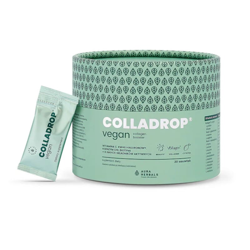 Colladrop Vegan collagen booster Vollagen 2000 mg Aura Herbals - 30 saszetek o smaku cytrnowym