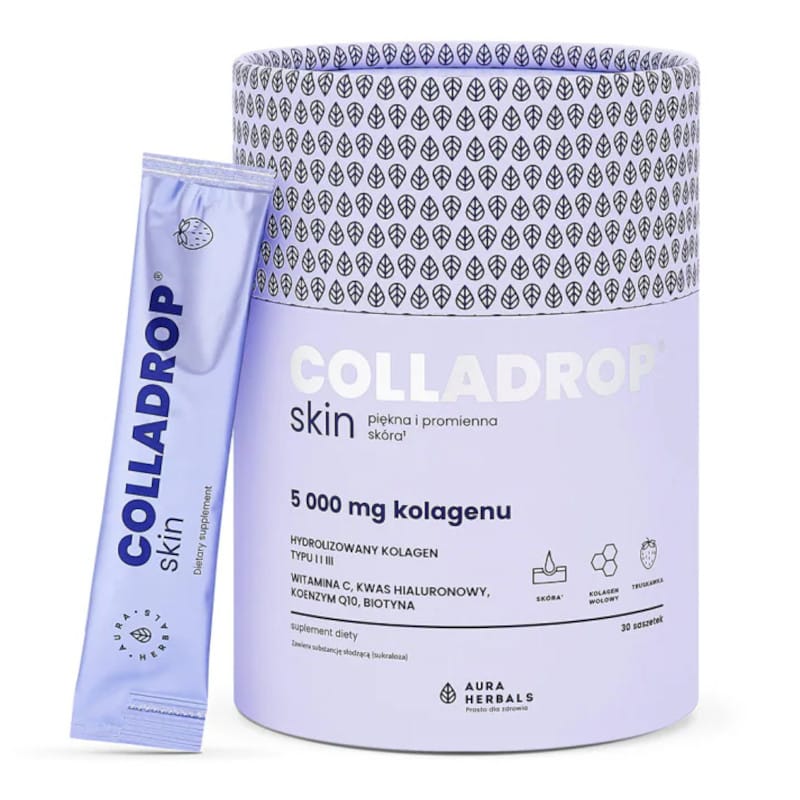 Colladrop Skin Kolagen morski 5000 mg Aura Herbals - 30 saszetek smak truskawkowy