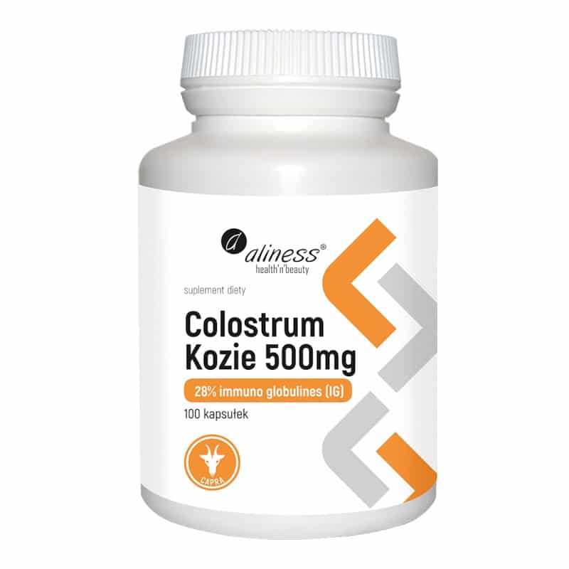 Colostrum Kozie 500 mg 28% Immuno Globulinses (IG) Aliness – 100 kapsułek