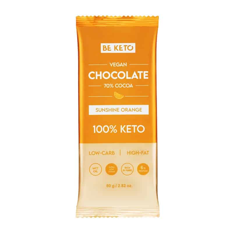 Wegańska Keto Czekolada z Olejem MCT BeKeto - Różne smaki 80 g (Smak: sloneczna-pomarancza)