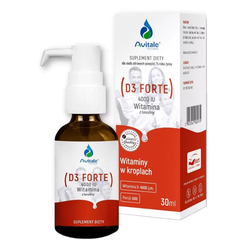 Witamina D3 Forte 4000 j.m. Avitale w kroplach Aliness - 30 ml (600 porcji)