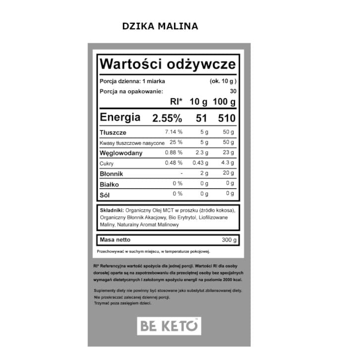 Olej MCT BeKeto w proszku 300 g - Różne smaki (Smak: francuska-wanilia)
