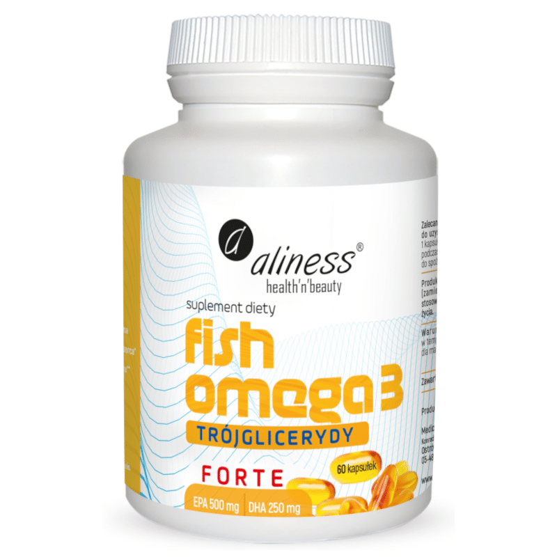 Fish Omega 3 FORTE  Trójglicerydy Aliness - Olej rybi z sardeli - 60 kapsułek