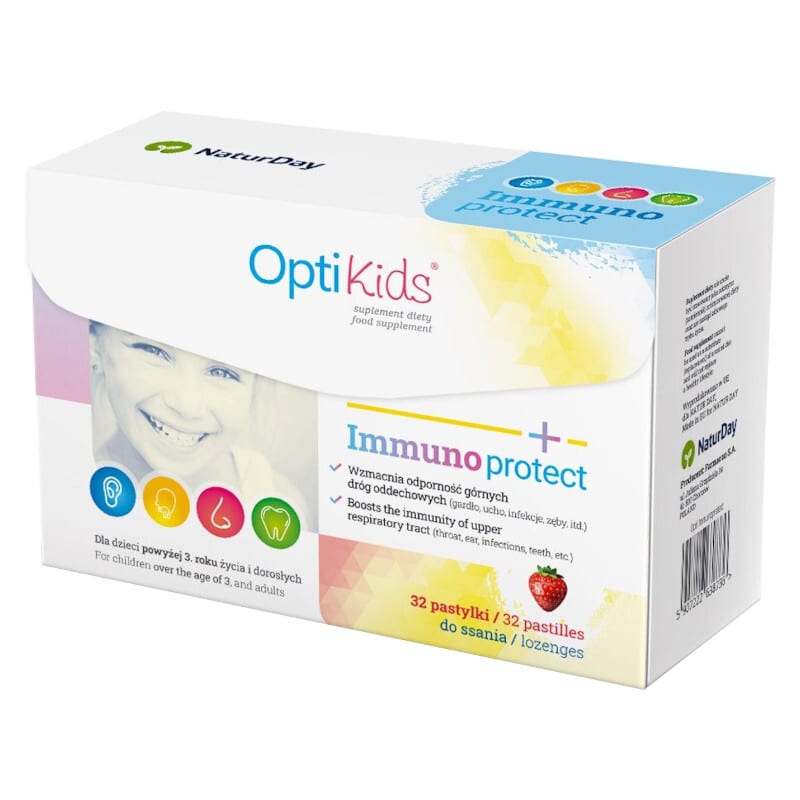 Opti Kids Immunoprotect NaturDay - Wspiera naturalną odporność - 32 pastylki do ssania