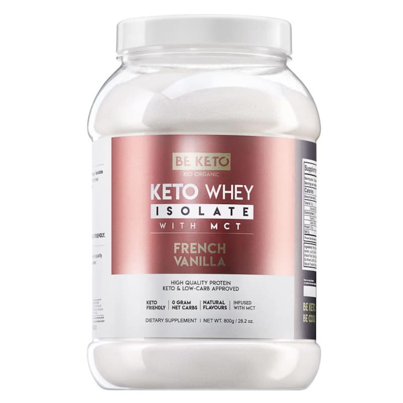 Keto Izolat Białka z olejem MCT BeKeto 800 g - 3 pyszne smaki (Smak: naturalna-czekolada)