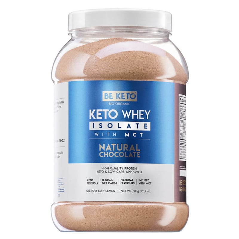 Keto Izolat Białka z olejem MCT BeKeto 800 g - 3 pyszne smaki (Smak: naturalna-czekolada)
