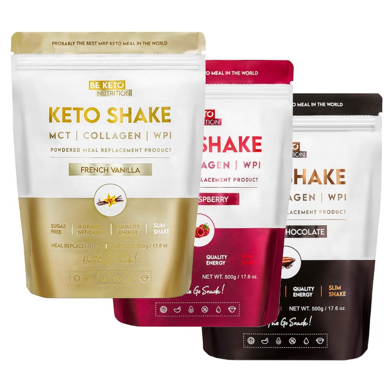 Keto Shake Wzbogacony Olejem MCT oraz Izolatem Białka BeKeto - Różne Smaki 500 g (Smak: francuska-wanilia)