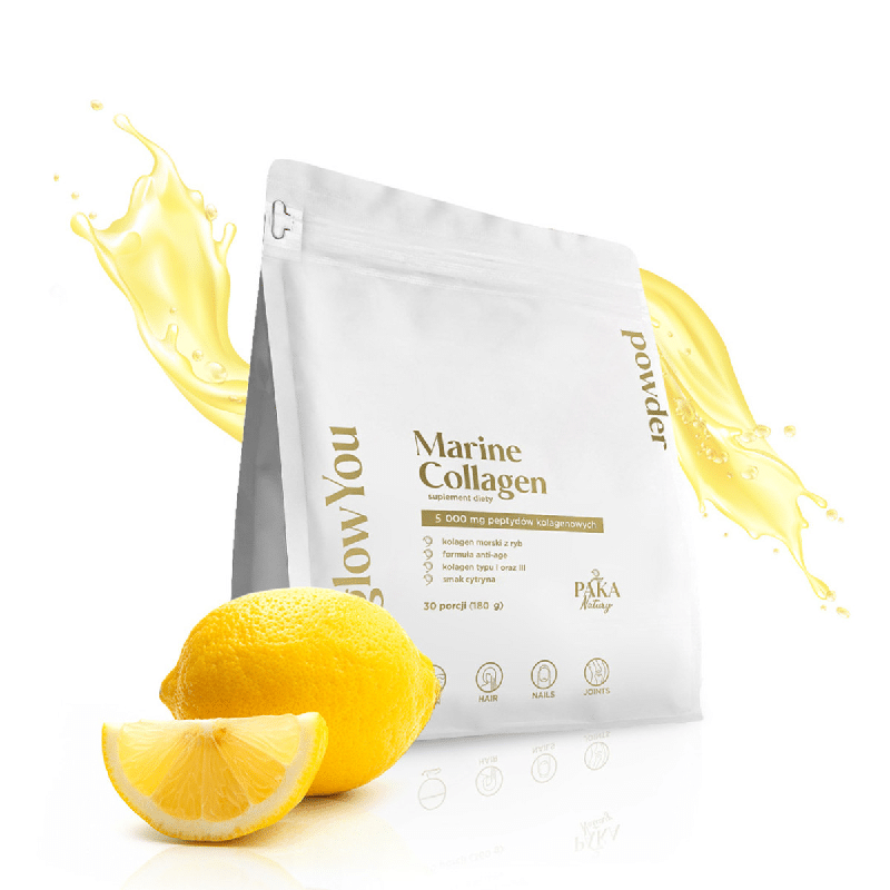 Kolagen morski glowYou Paka Natury - 5 000 mg - Mango, Arbuz i Cytryna - 30 porcji do picia (Smak: cytryna)