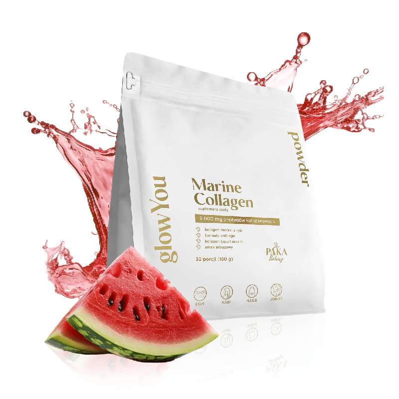 Kolagen morski glowYou Paka Natury - 5 000 mg - Mango, Arbuz i Cytryna - 30 porcji do picia (Smak: arbuz)