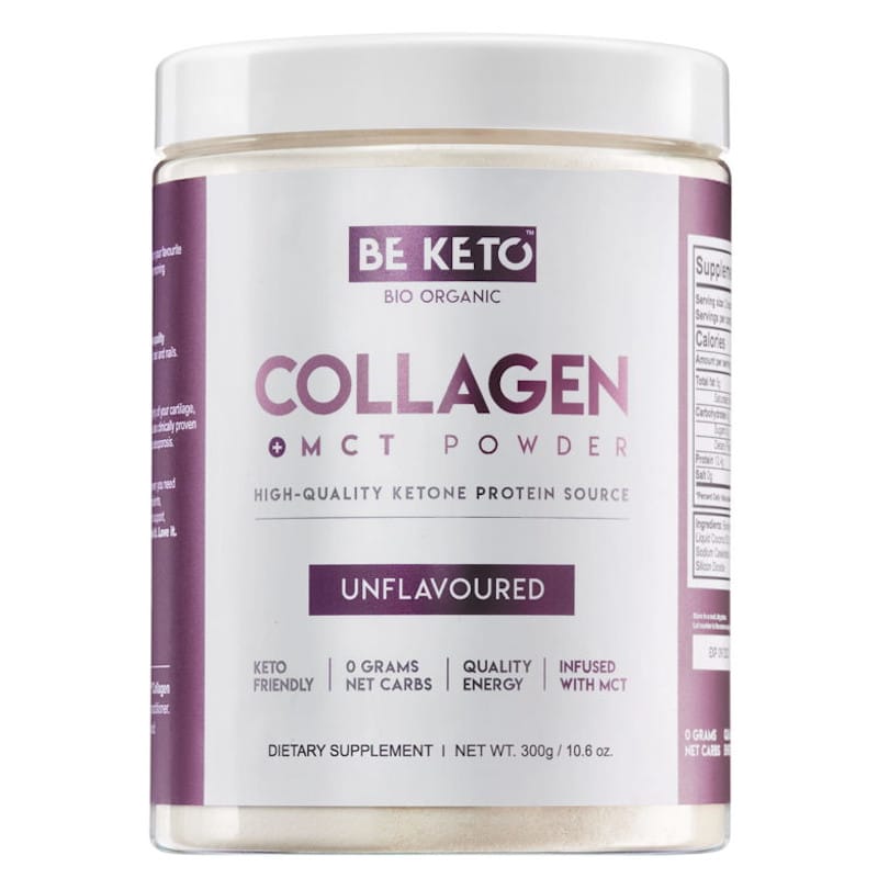 Kolagen z olejem MCT BeKeto w proszku 300 g - Różne smaki (Smak: organiczna-matcha)