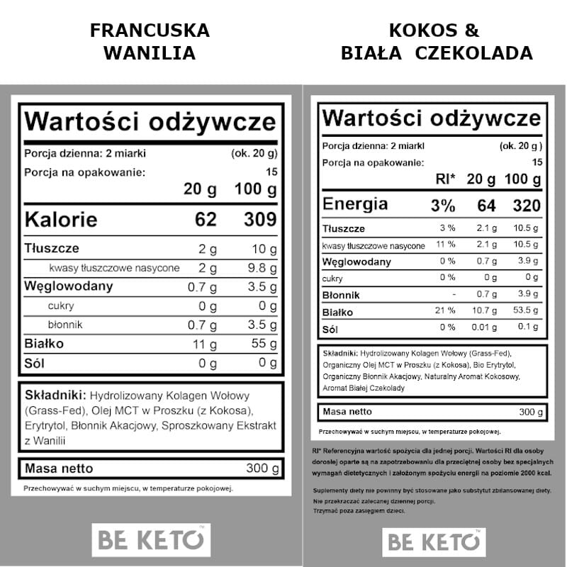 Kolagen z olejem MCT BeKeto w proszku 300 g - Różne smaki (Smak: dzika-malina)