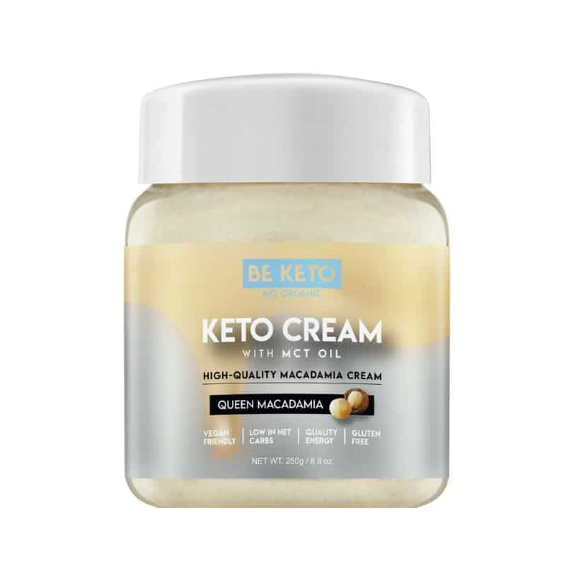 Keto Krem z Olejem MCT BeKeto - Różne Smaki 250 g (Smak: biala-czekolada-malina)