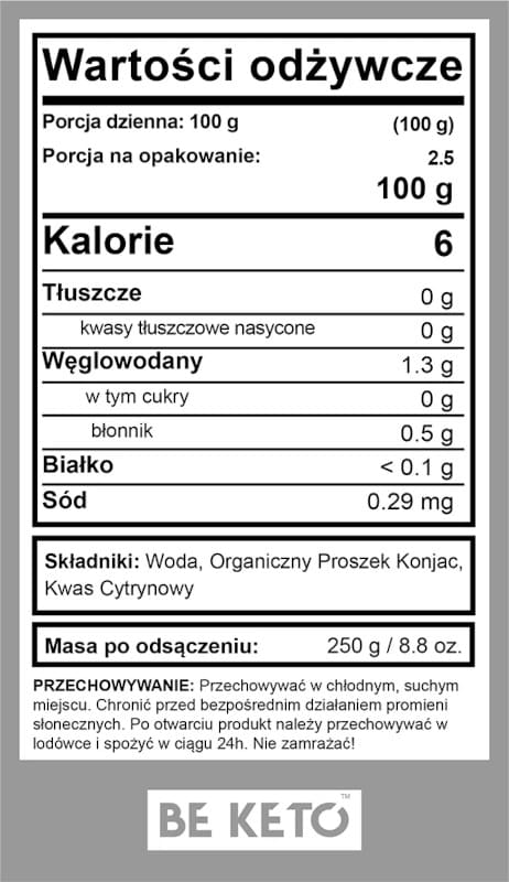 Bio Makaron Konjac Fettuccine BeKeto - Niskowęglowodanowy i niskokaloryczny makaron - 320 g