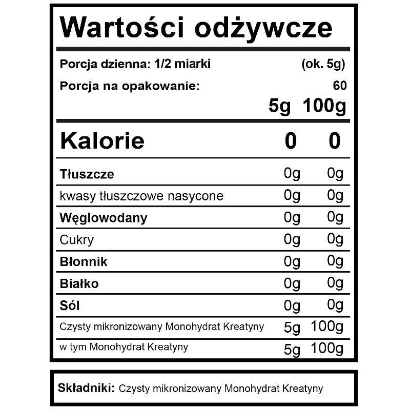 Monohydrat Kreatyny BeKeto 100% czystej kreatyny - 300 g