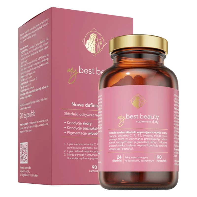 MyBestBeauty Wspiera kondycję włosów, skóry i paznokci MyBestPharm - 90 kapsułek