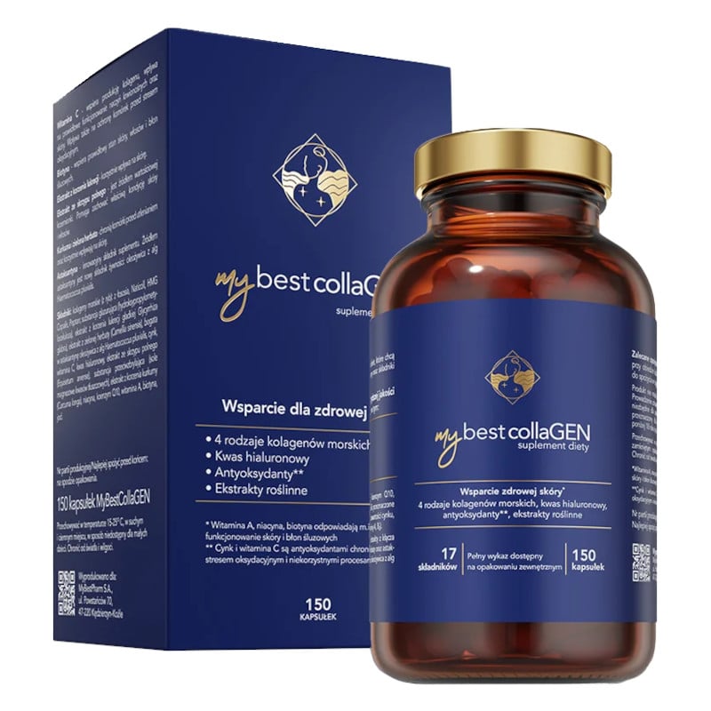 MyBestCollaGEN Wspiera jędrność i dobrą kondycję skóry MyBestPharm - 150 kapsułek