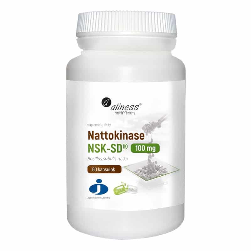 Nattokinase NSK-SD 100 mg Aliness - Sfermentowany ekstrakt z soi - 60 kapsułek