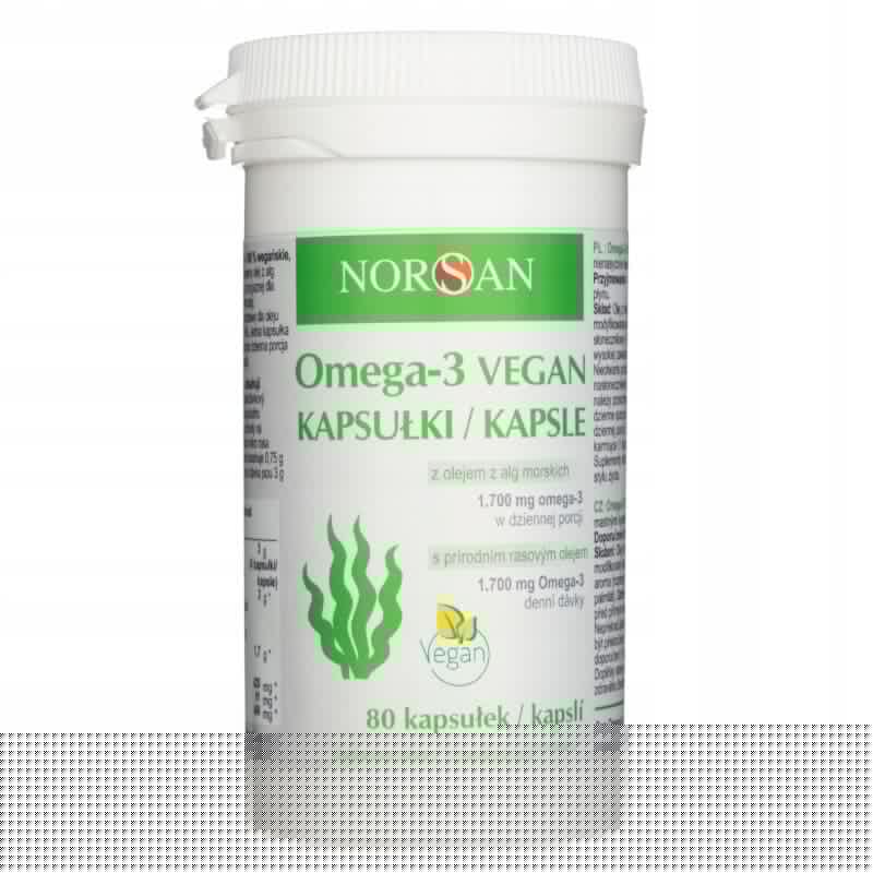 Norsan Omega-3 VEGAN Z olejem z alg morskich 1700 mg - 80 kapsułek