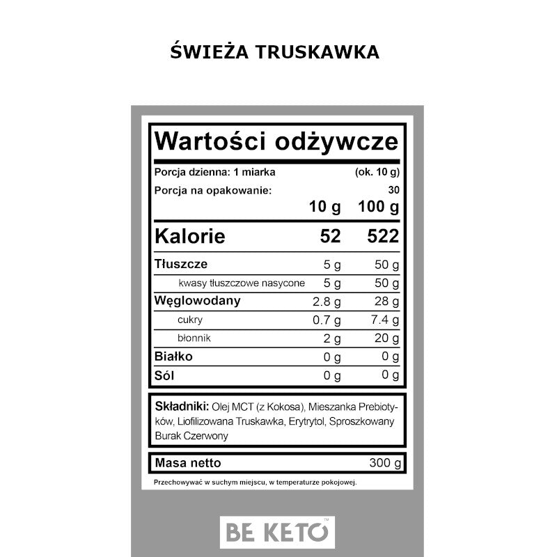 Olej MCT BeKeto w proszku 300 g - Różne smaki (Smak: swieza-truskawka)
