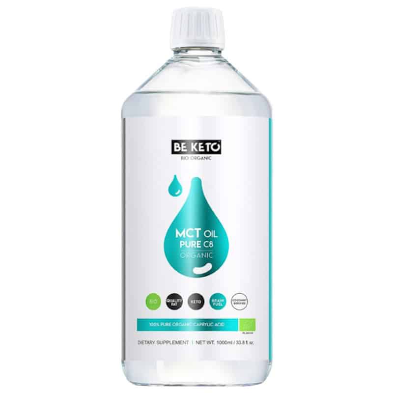 Olej MCT 100% C8 BeKeto - Podstawa diety ketogenicznej - 100, 500 lub 1000 ml (Pojemnosc: 1000-ml)