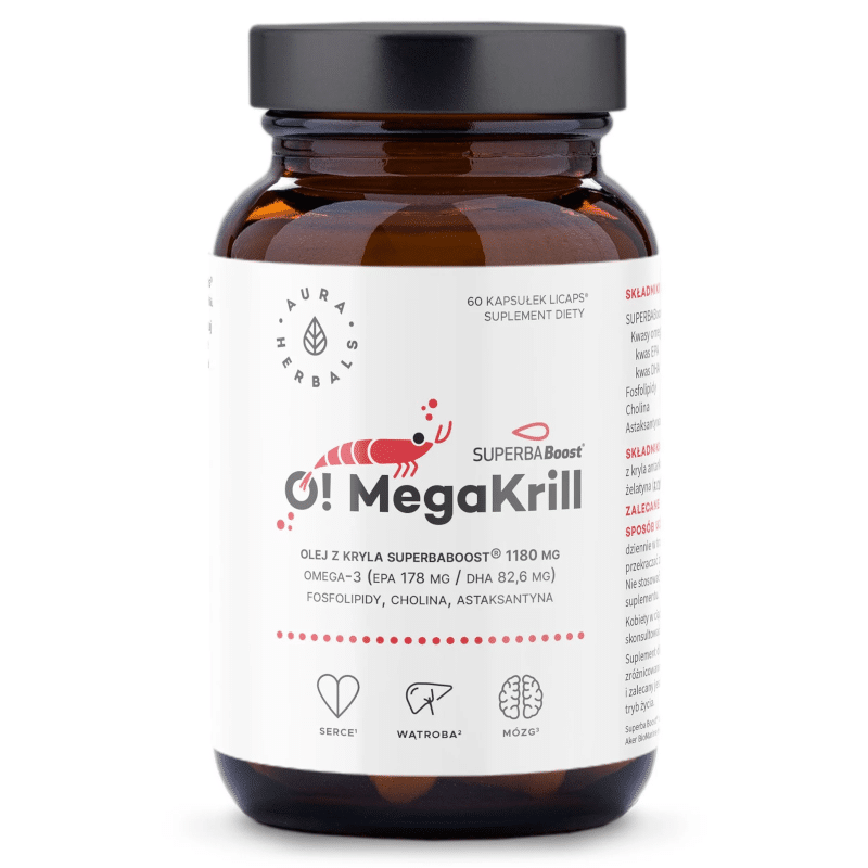 O! MegaKrill Aura Herbals -  Bogactwo oleju z kryla 1180 mg - 60 kapsułek