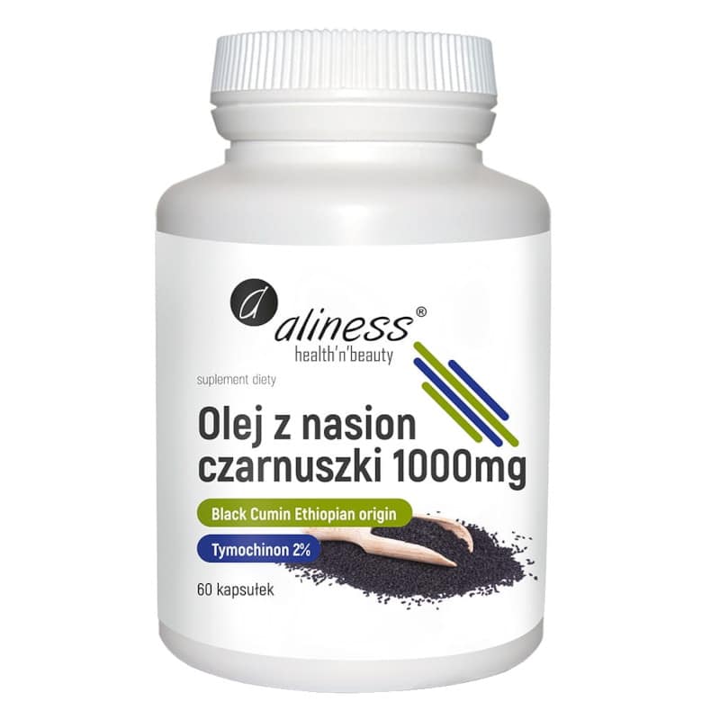 Olej z nasion czarnuszki 2% 1000 mg Aliness - Reguluje poziom glukozy we krwi - 60 kapsułek