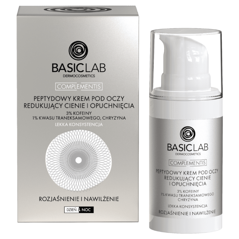 Peptydowy krem pod oczy BASICLAB - Redukuje cienie i zmniejsza opuchliznę - 15 ml
