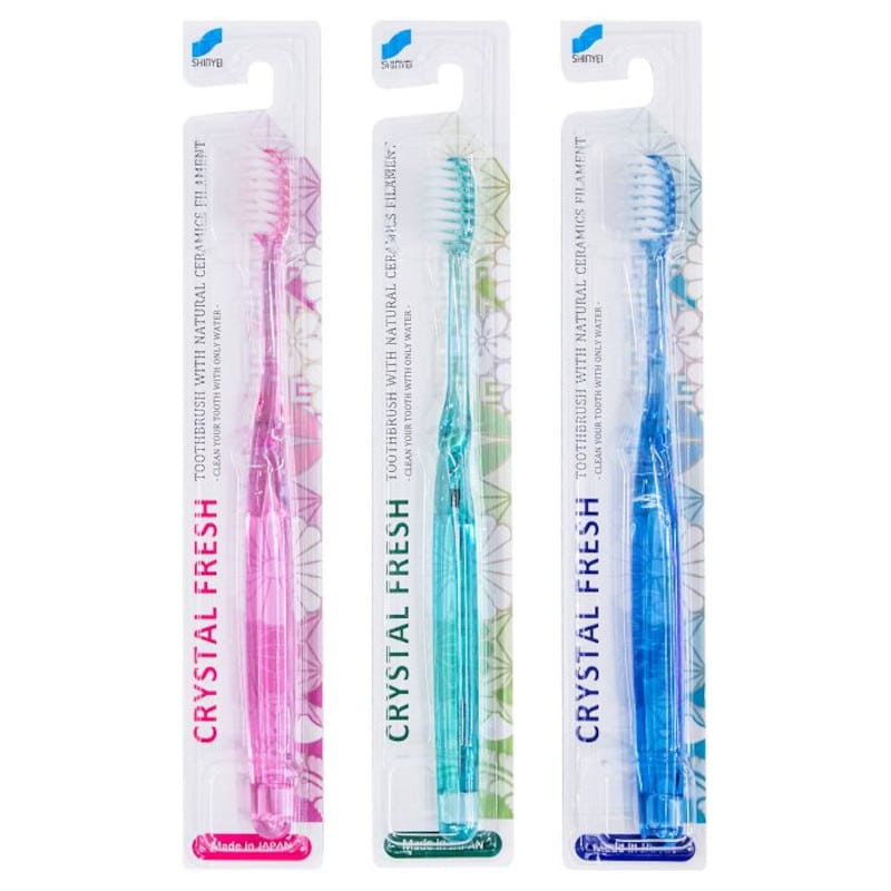 Szczoteczka do zębów Crystal Fresh z włosiem z naturalną ceramiką - 1 sztuka (Kolor: zielona)