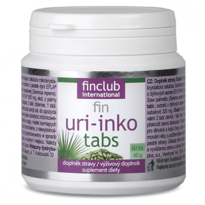 Uri-inko tabs Finclub - Ekstrakty z pestek dyni i owoców palmy sabałowej - 60 tabletek