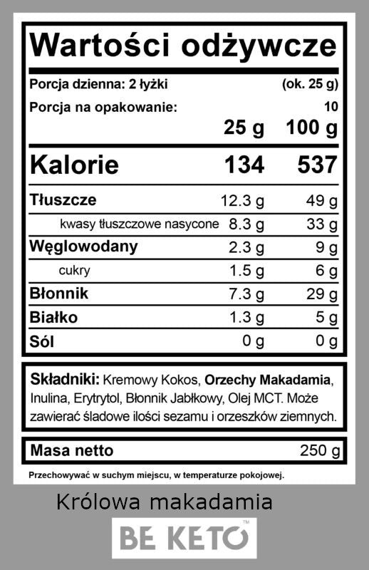 Keto Krem z Olejem MCT BeKeto - Różne Smaki 250 g (Smak: biala-czekolada-malina)