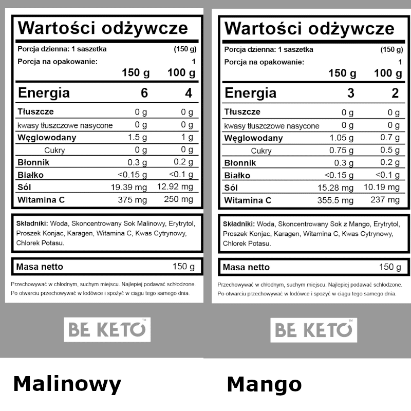 Galaretka Dietetyczna Konjac BeKeto - W czterech różnych smakach - 150 g (Smak: dzika-malina)