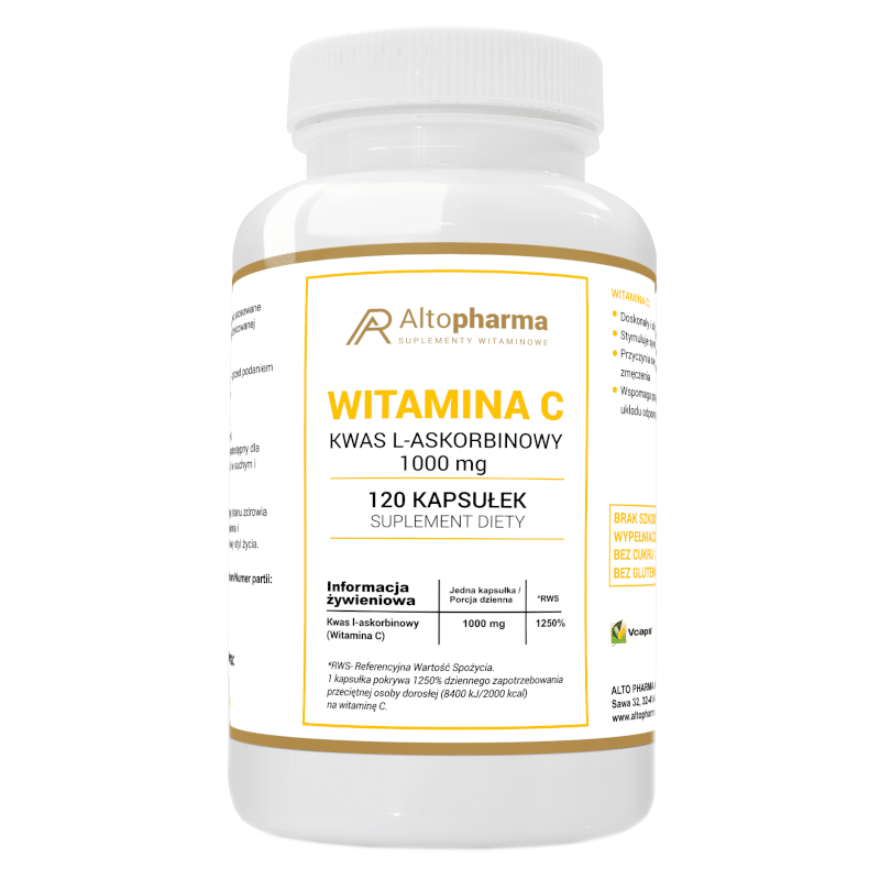 Witamina C 1000mg Kwas L-Askorbinowy Alto Pharma - Siła dla organizmu - 120 kapsułek