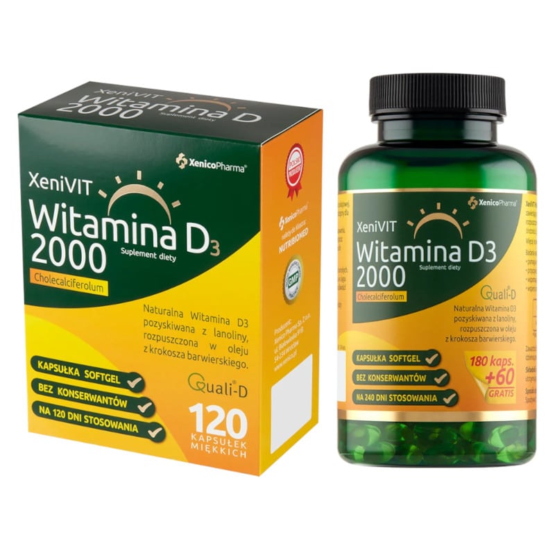 XeniVIT Witamina D 2000 Xenico Pharma - Zdrowe kości (Opakowanie: 120-kapsulek)