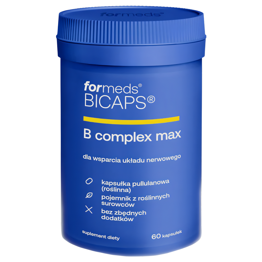 B complex max Formeds bicaps - Kompozycja wysokich dawek 11 witamin z grupy B - 60kapsułek