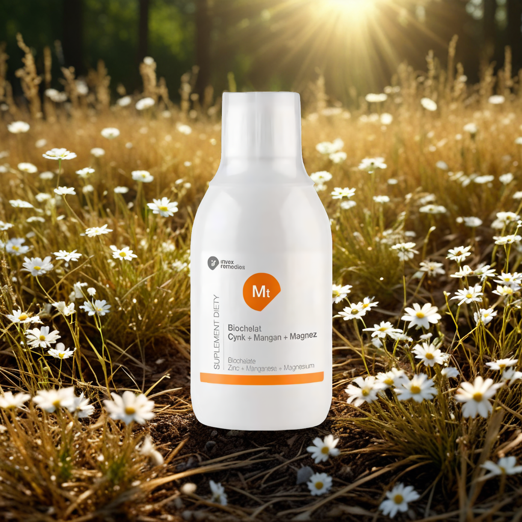 Biochelat Mt Cynk + Mangan + Magnez Uzupełnij niedobry minerałów Invex Remedies – 300 ml