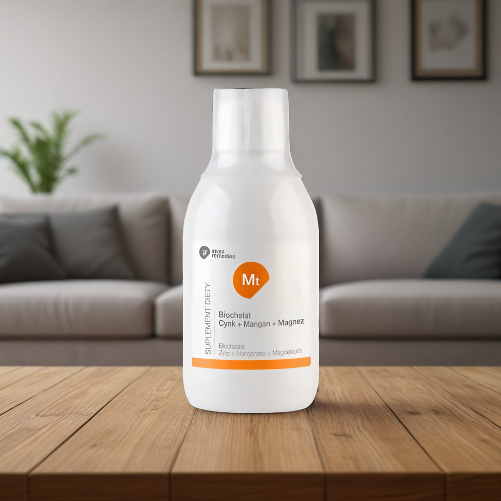 Biochelat Mt Cynk + Mangan + Magnez Uzupełnij niedobry minerałów Invex Remedies – 300 ml