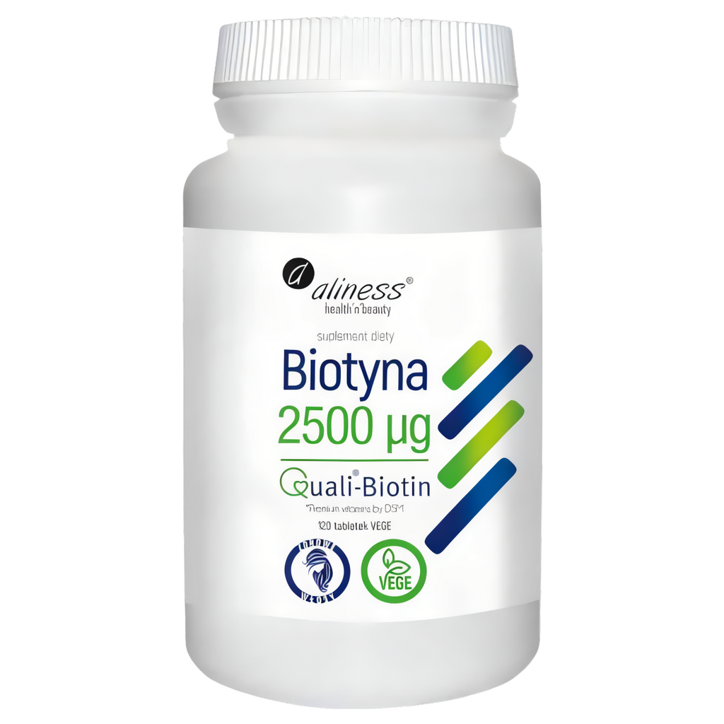 Biotyna QualiBiotin® 2500 mcg Aliness - Piękne włosy, skóra i paznokcie - 120 tabletek