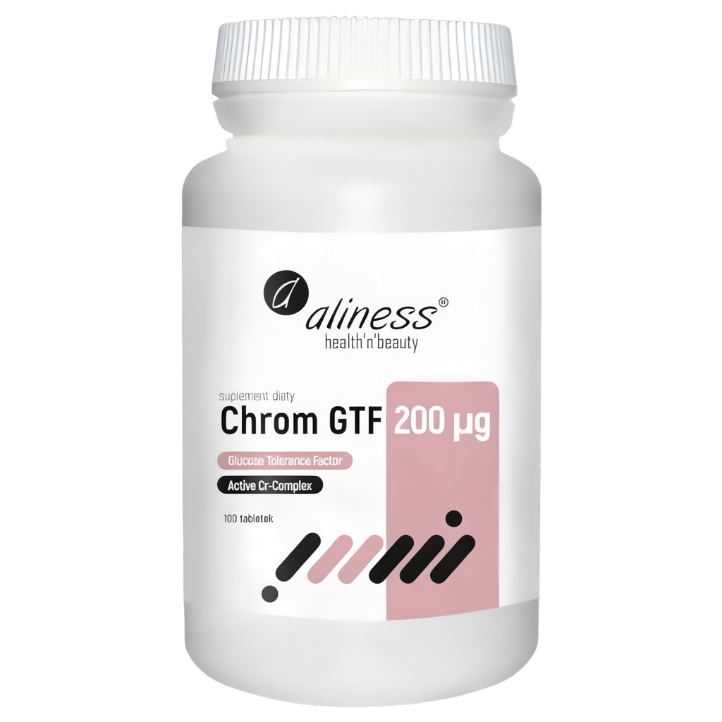 Chrom GTF Active Cr-Complex 200 µg Aliness - Wspomaga procesy metaboliczne - 100 tabletek