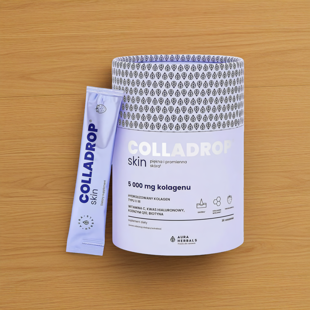 Colladrop Skin Kolagen morski 5000 mg Aura Herbals - 30 saszetek smak truskawkowy