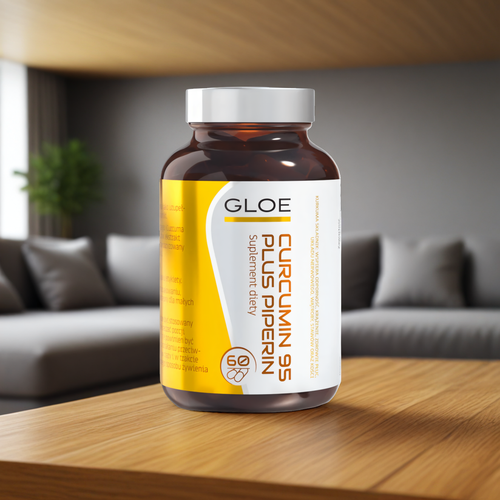 Curcumin 95 plus piperin Gloe - Wsparcie zdrowia i witalności - 60 kapsułek