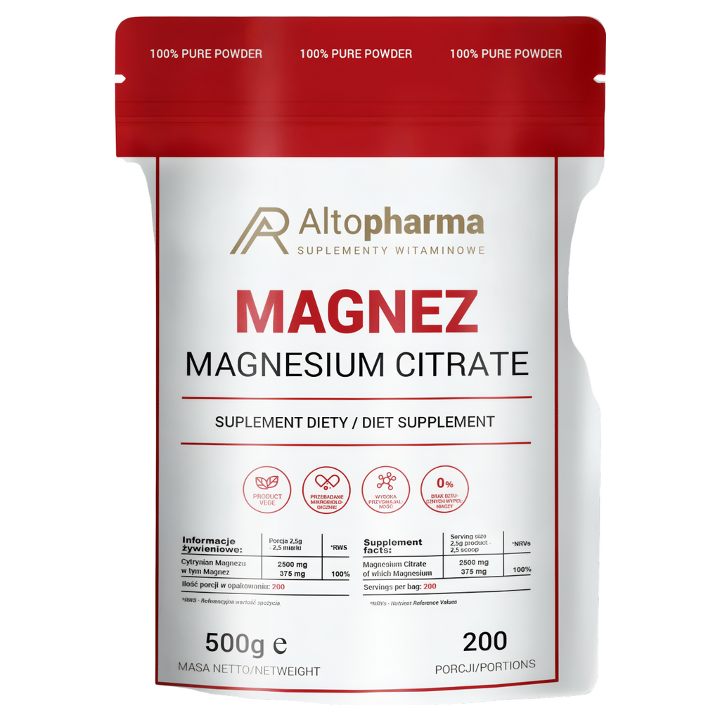 Cytrynian magnezu 100% Alto Pharma - 500 g w proszku