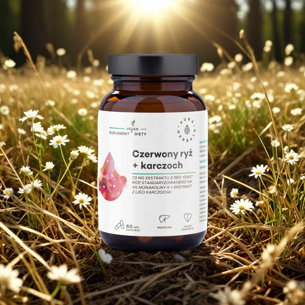 Czerwony ryż + karczoch Aura Herbals - Naturalne wsparcie prawidłowego poziomu cholesterolu - 60 kapsułek