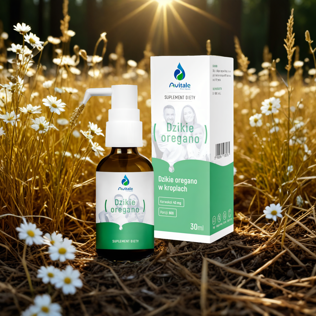 Dzikie oregano 100%, karwakrolu 90% Avitale w kroplach Aliness - 30 ml (600 porcji)
