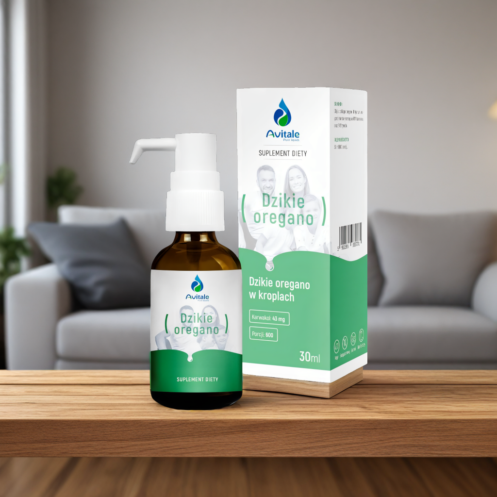 Dzikie oregano 100%, karwakrolu 90% Avitale w kroplach Aliness - 30 ml (600 porcji)