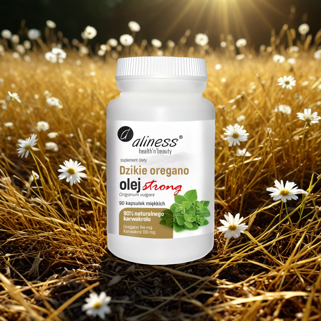 Dzikie oregano olej STRONG 100% naturalny Aliness - Wspiera układ trawienny - 90 kapsułek miękkich