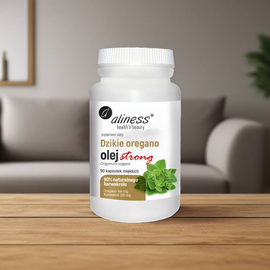 Dzikie oregano olej STRONG 100% naturalny Aliness - Wspiera układ trawienny - 90 kapsułek miękkich