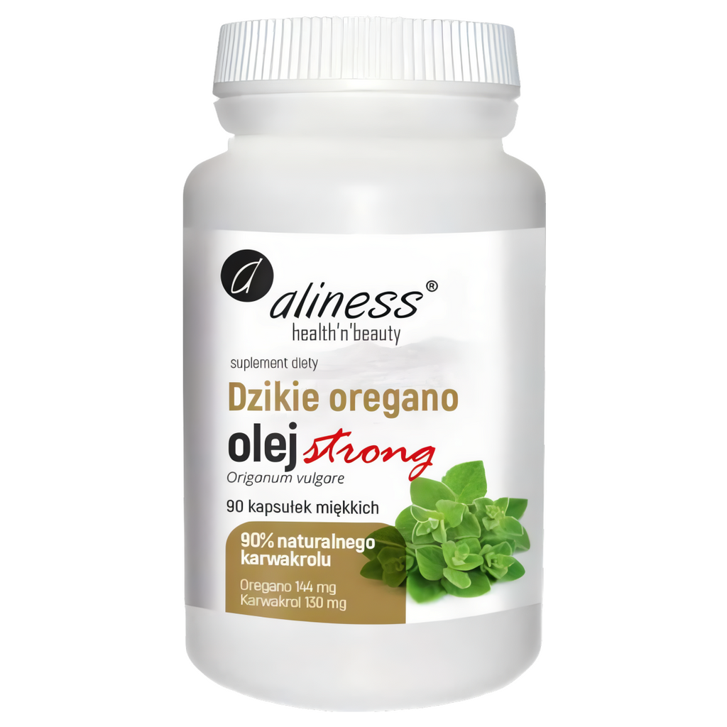 Dzikie oregano olej STRONG 100% naturalny Aliness - Wspiera układ trawienny - 90 kapsułek miękkich